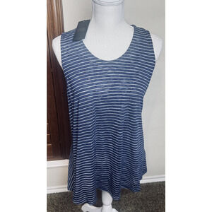 NWT W5 Women's L Tank Top Knit Striped Navy Blue Sleeveless Nautical Sailor